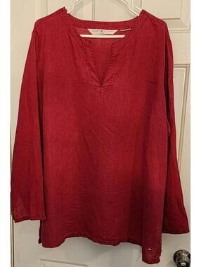 Tommy Hilfiger 100% LINEN V-Neck Top Woman's Top size 18. pre-owned